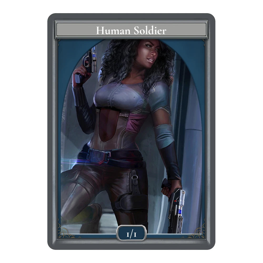 Infiltration — Blue Medieval — Title + P/T — Human Soldier 1/1